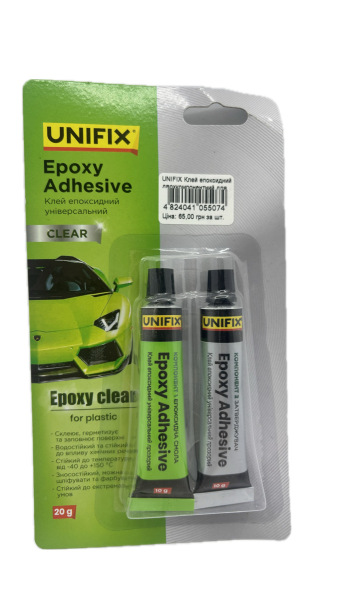 UNIFIX Клей епоксидний двохкомпонентний для пластику тюбик (прозорий) 20 г.. Фото 2