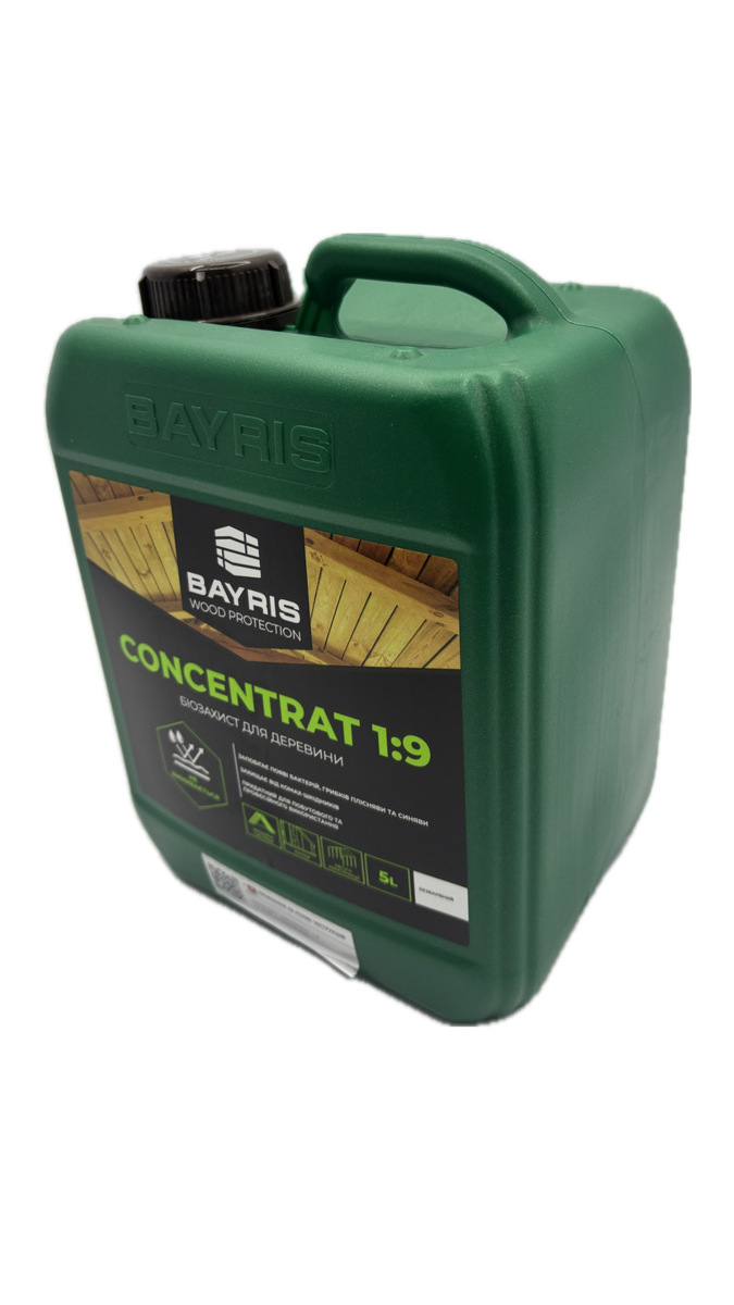 Біозахист для деревини BAYRIS  безколірний 5 л. Concentrat 1/9. Фото 3