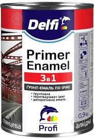 Грунт-емаль по іржі 3в1 графіт 0,9кг, Delfi
