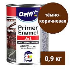 Грунт-емаль по іржі 3в1 темно-коричнева 0,9кг, Delfi. Фото 3