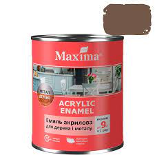 Емаль акрилова для дерева і металу шоколад шовковисто матова ТМ Maxima 0.75 л,