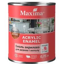 Емаль акрилова для дерева та металу біла глянцева TM Maxia 0.75л. Фото 3