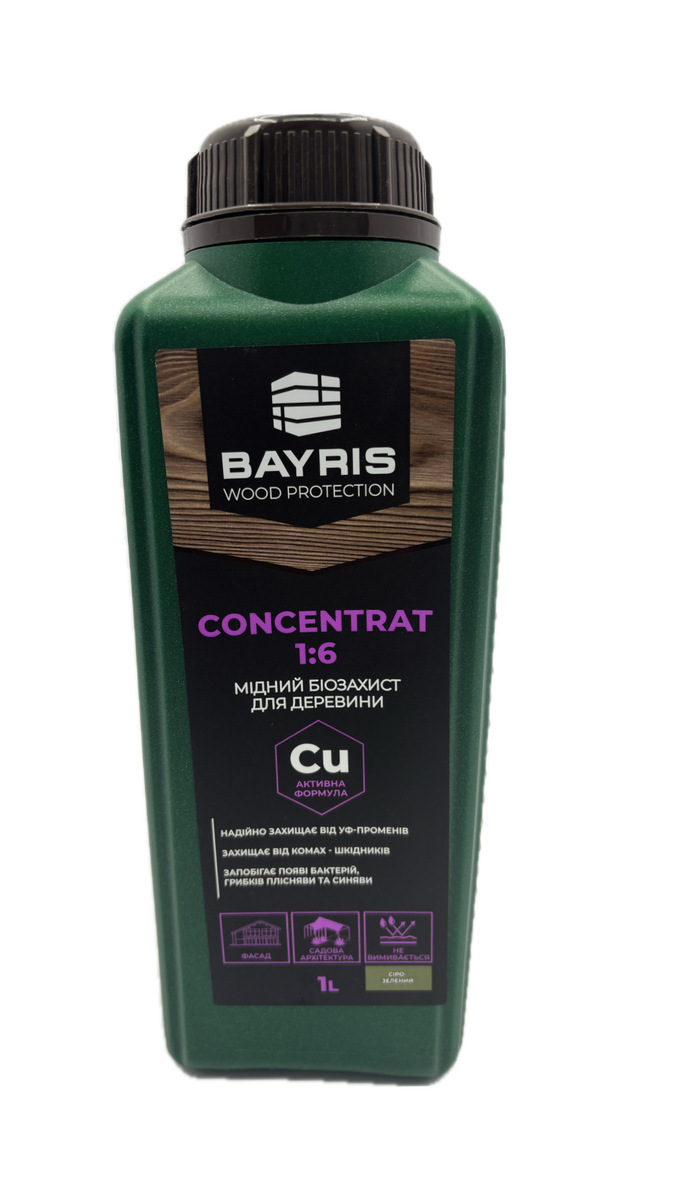 Мідний біозахисний засіб для деревини CONCENTRAT 1/6 BAYRIS (коричневий) 1л
