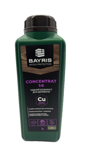 Мідний біозахисний засіб для деревини CONCENTRAT 1/6 BAYRIS (коричневий) 1л